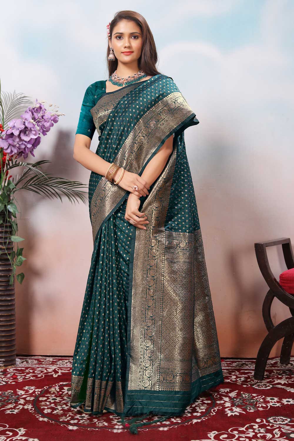Classic Green Color Weaving Banarasi Jari Silk Saree