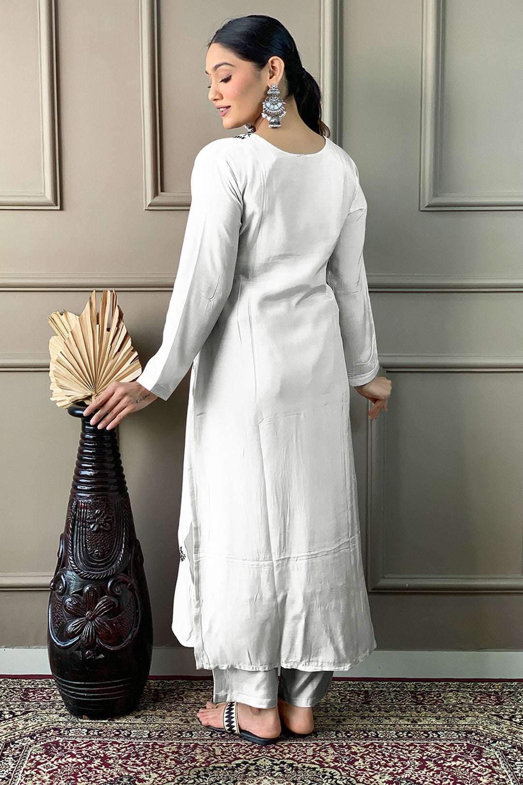 Tempting Viscose Fabric White Color Readymade Dress