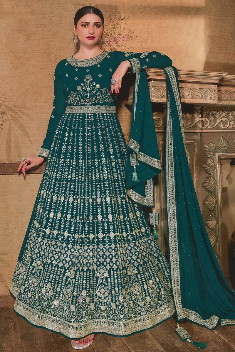 Prachi Desai Classic Green Color Anarkali Suit In Georgette Fabric