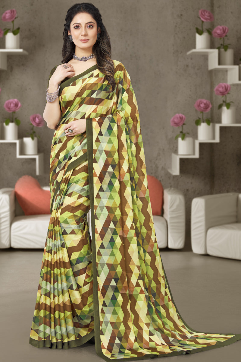 Engaging Multi Color Daily Wear Georgette Fabric Printed Saree
