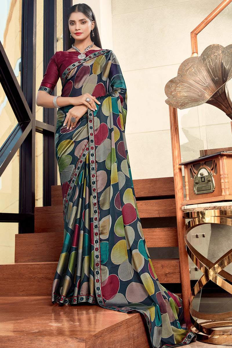 Engaging Multi Color Georgette Casual Look Printed Saree