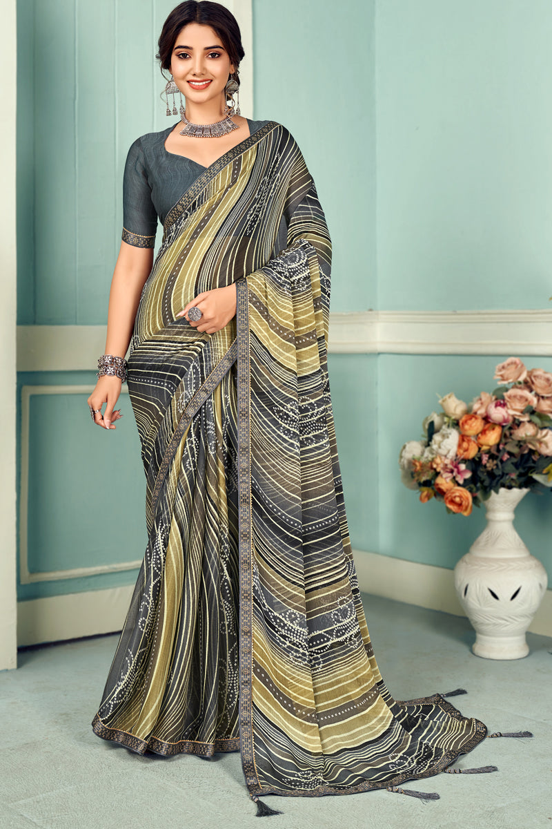 Engaging Chiffon Printed Multi Saree