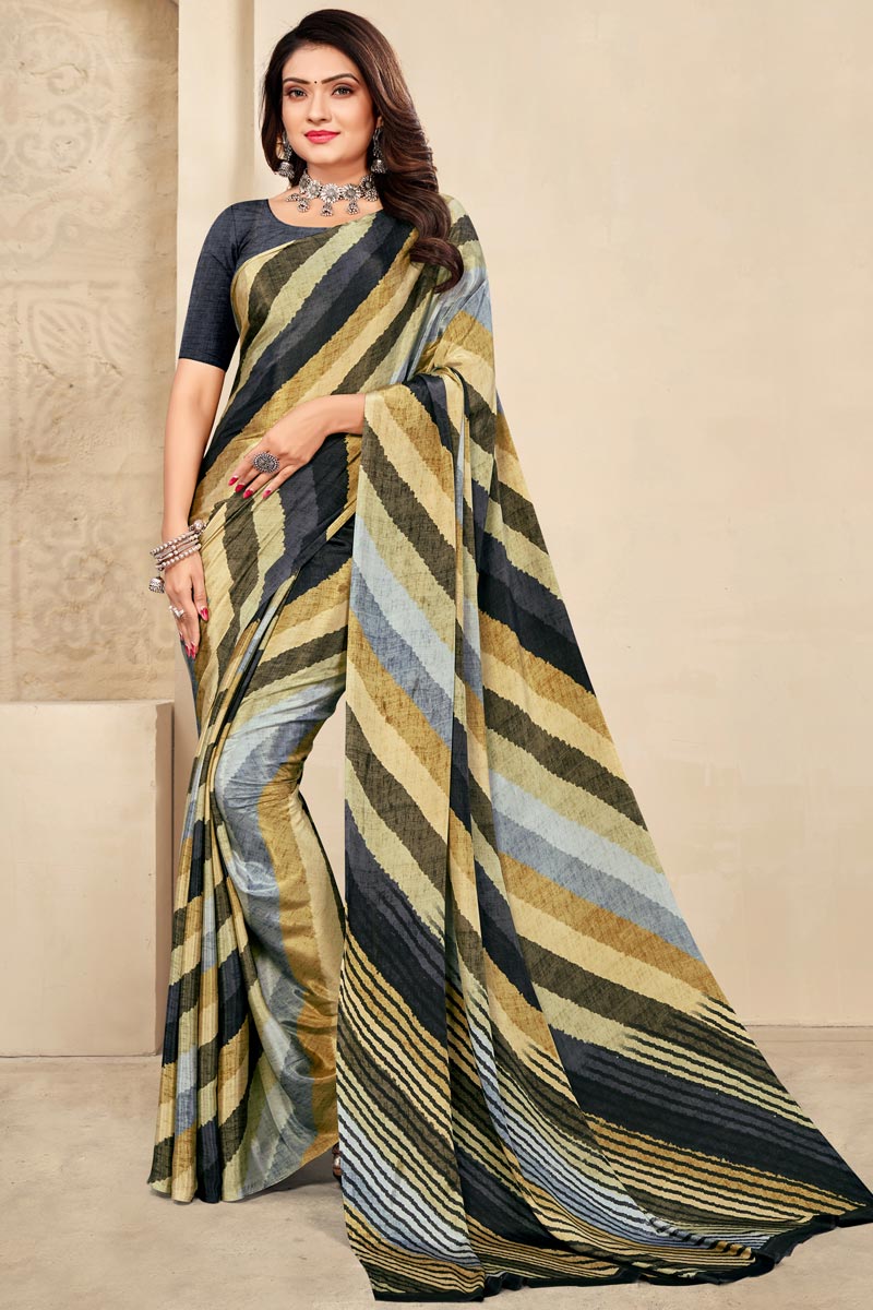 Crepe Fabric Multi Color Excellent Casual Look Saree