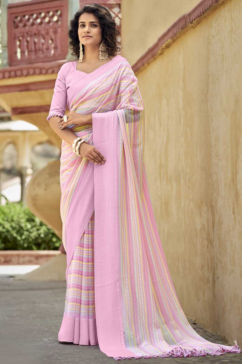 Multi Color Printed Designs On Georgette Fabric Daily Wear Divine Saree