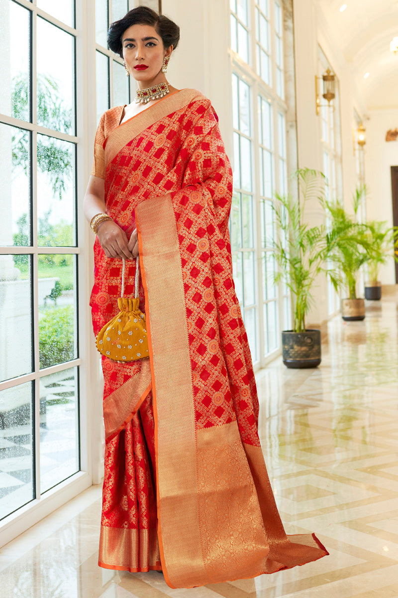 Ruby Red Patola Silk Saree