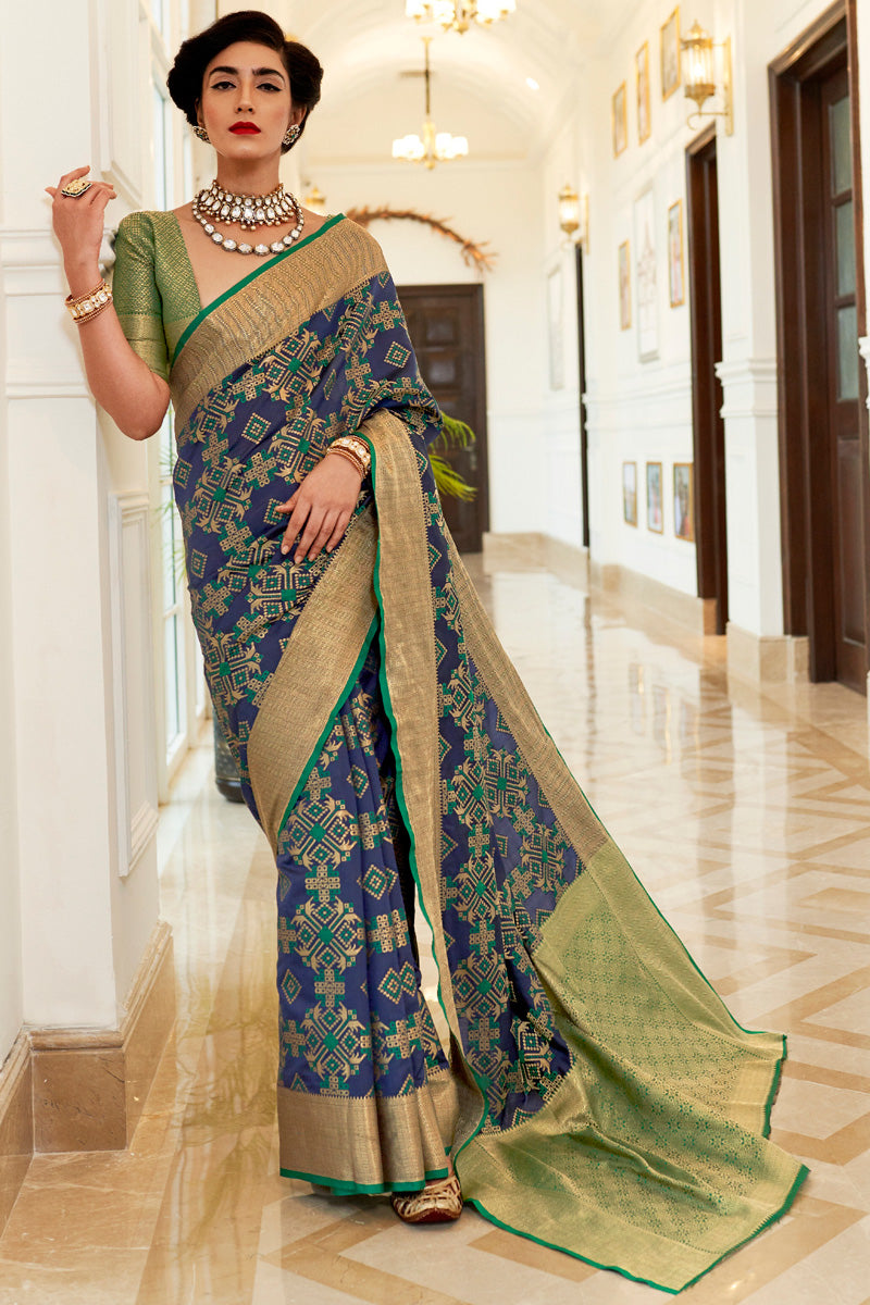 Barry Blue Patola Silk Saree