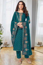 Load image into Gallery viewer, Ginni Kapoor Embroidered Teal Color Salwar Kameez In Georgette Chiffon Fabric
