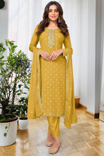 Load image into Gallery viewer, Ginni Kapoor Yellow Color Embroidered Suit In Georgette Chiffon Fabric
