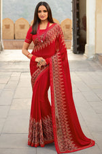 Load image into Gallery viewer, Asmita Sood Fancy Fabric Red Color Majestic Saree

