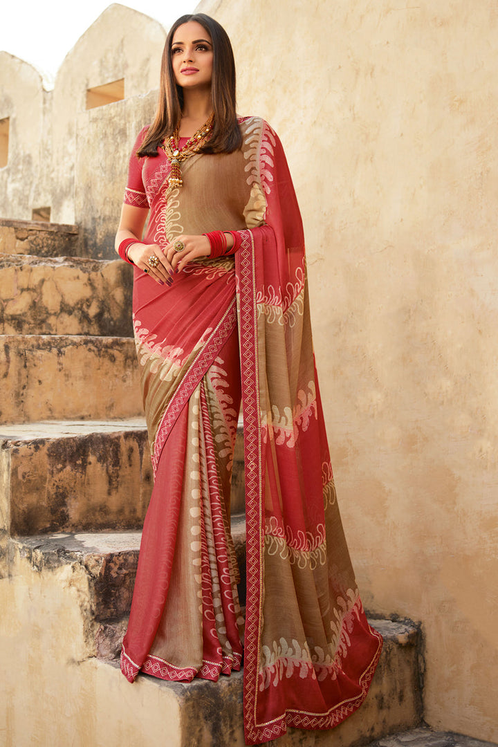 Asmita Sood Multi Color Enthralling Saree In Georgette Fabric