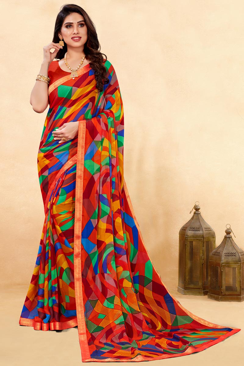 Chiffon Multi Color Regular Wear Printed Saree