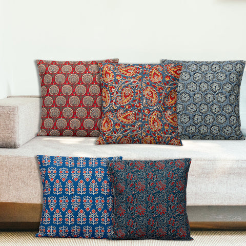 Ajarakh Cushion Cover Set Of 5 16"X16"