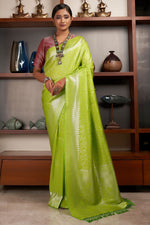 Load image into Gallery viewer, Awesome Weaving Work On Kanjivaram Silk Green Saree
