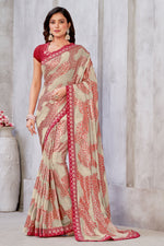 Load image into Gallery viewer, Red Color Glamorous Zari Jacquard Weaving Work Georgette Saree
