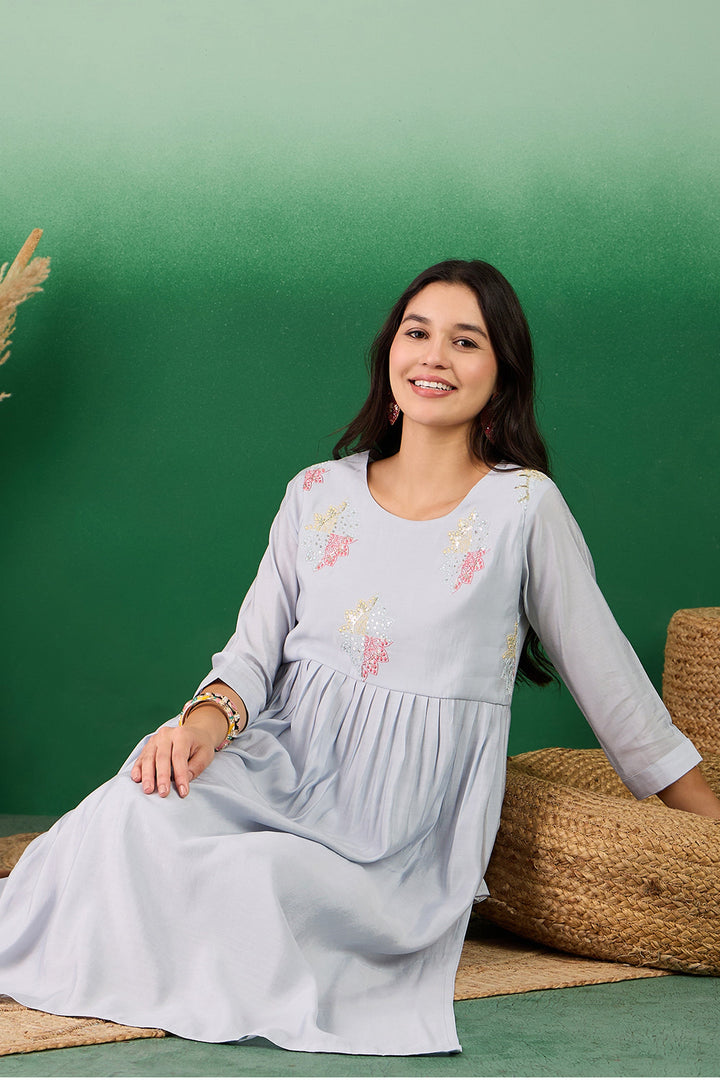 Marvellous Muslin Fabric Readymade Kurti With Bottom In Blue Color