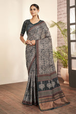 Load image into Gallery viewer, Grey Color Gajji Silk Fabric Special Saree With Printed Work

