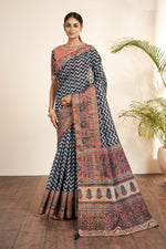 Load image into Gallery viewer, Bhagalpuri Silk Fabric Blue Color Excellent Saree With Printed Work
