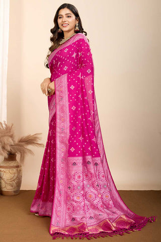 Pink Color Exquisite Woven Meenakari Art Silk Saree