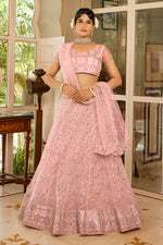 Load image into Gallery viewer, Pink Color Net Fabric Function Wear Sequins Work Beautiful Lehenga Choli
