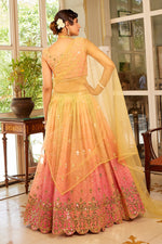 Load image into Gallery viewer, Sangeet special Multi Color Organza Silk Fabric Embroidered Lehenga
