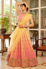 Load image into Gallery viewer, Sangeet special Multi Color Organza Silk Fabric Embroidered Lehenga
