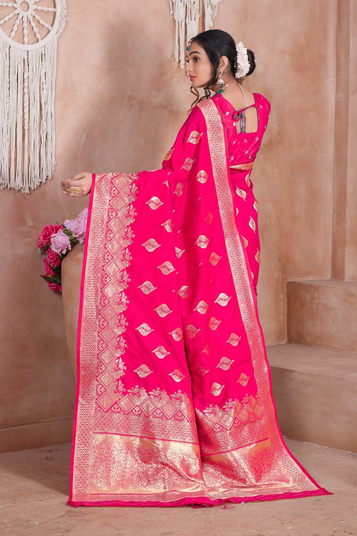 Magenta Color  Beatific Weaving Banarasi Jari Silk Saree