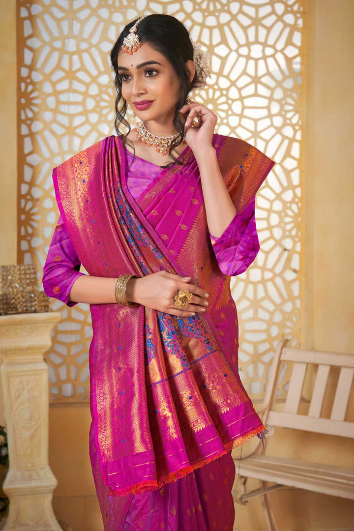 Beguiling Magenta Color Festive Style Paithani Silk Saree