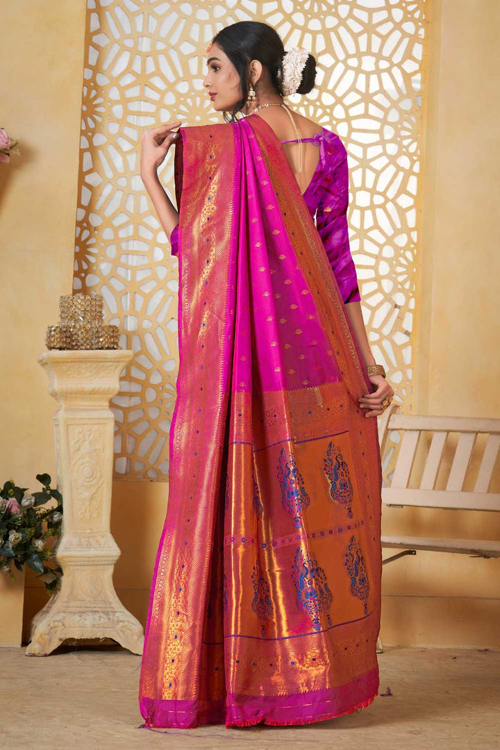 Beguiling Magenta Color Festive Style Paithani Silk Saree