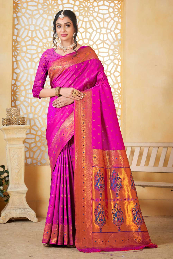 Beguiling Magenta Color Festive Style Paithani Silk Saree
