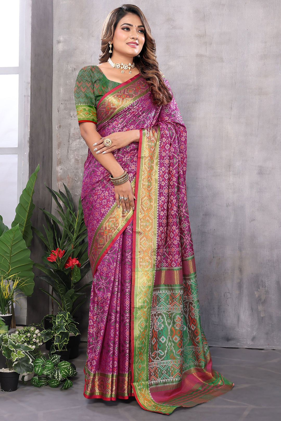 Engaging Wine Color Jacquard Fabric Weaving Patola Saree | Buy Online India