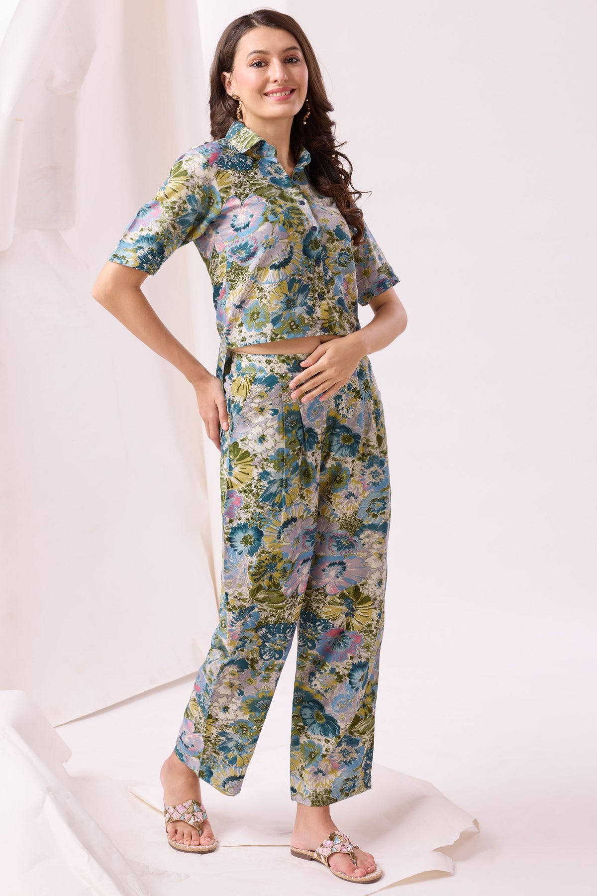 Exclusive Printed Multi Color Cotton Fabric Beatific Co Ord Set