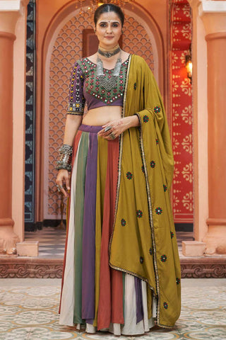 Festive Style Trendy Rayon Fabric Multi Color Readymade Lehenga Choli