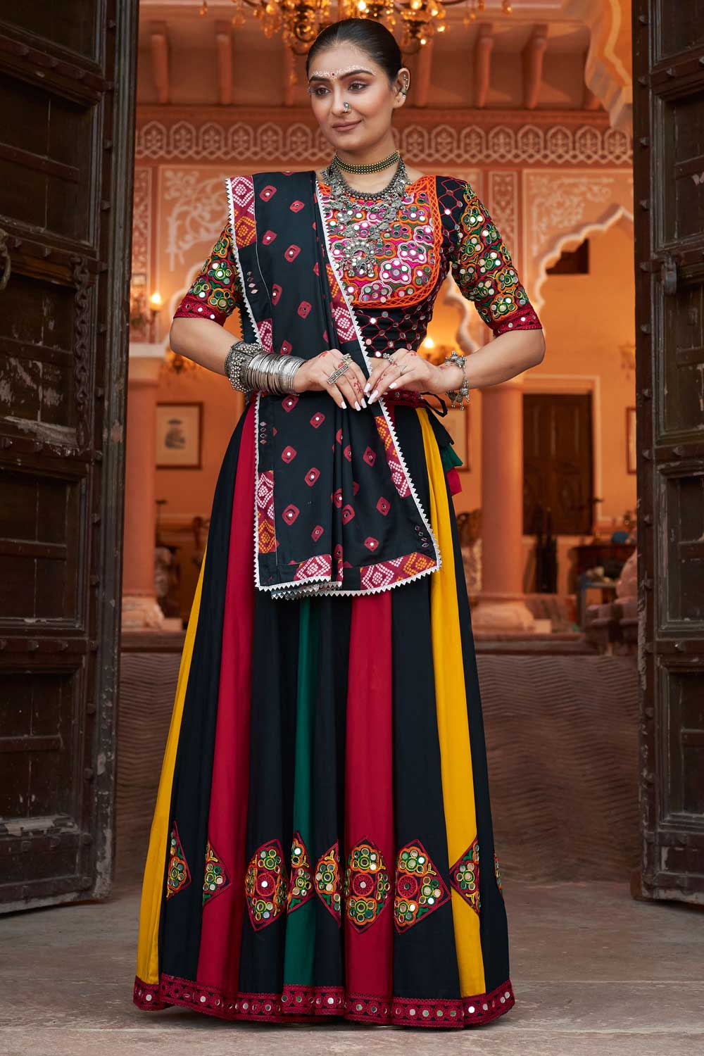 Engaging Multi Color Rayon Fabric Readymade Festive Style Lehenga Choli