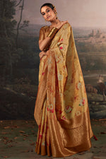 Load image into Gallery viewer, Beige Color Weaving Work Pleasant Banarsi Saree
