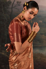 Load image into Gallery viewer, Weaving Work Imposing Banarsi Saree In Rust Color
