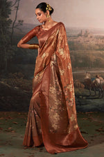Load image into Gallery viewer, Weaving Work Imposing Banarsi Saree In Rust Color
