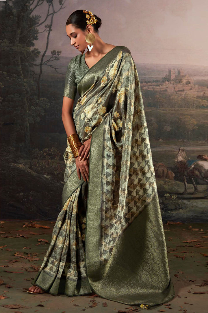 Multi Color Glorious Banarsi Saree With Weaving Work