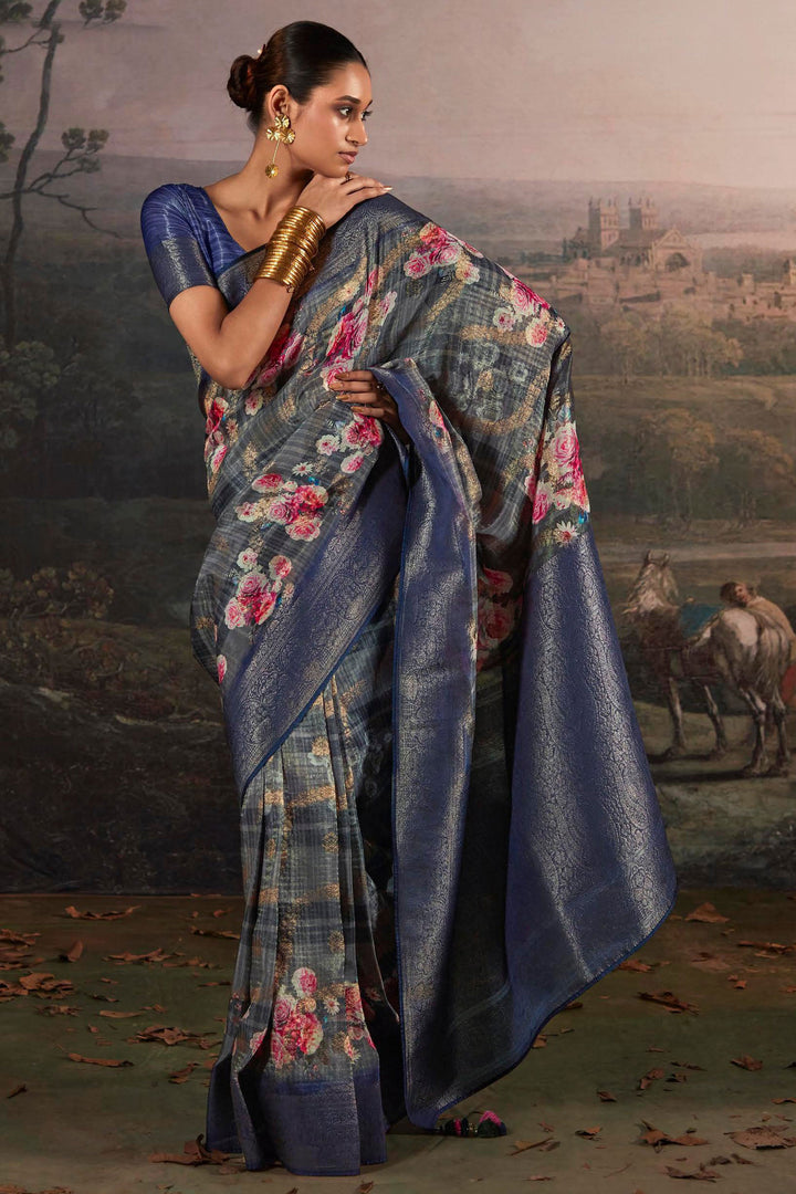 Blue Color Weaving Work Glamorous Banarsi Saree