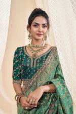 Load image into Gallery viewer, Sea Green Color Sangeet Wear Silk Fabric Incredible Saree
