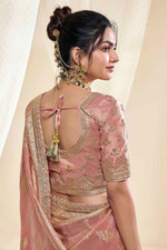 Load image into Gallery viewer, Silk Fabric Sangeet Wear Peach Color Phenomenal Saree
