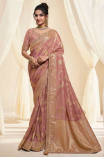 Load image into Gallery viewer, Silk Fabric Sangeet Wear Peach Color Phenomenal Saree
