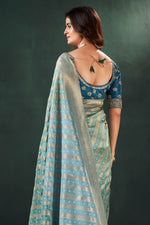 Load image into Gallery viewer, Komal Vora Sea Green Color Fascinating Weaving Designs Silk Saree
