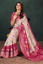 Load image into Gallery viewer, Komal Vora White Color Charismatic Weaving Designs Silk Saree
