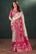 Load image into Gallery viewer, Komal Vora White Color Charismatic Weaving Designs Silk Saree
