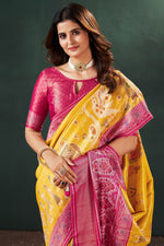 Load image into Gallery viewer, Komal Vora Phenomenal Weaving Designs Yellow Color Silk Saree
