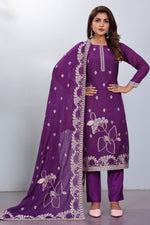 Load image into Gallery viewer, Jacquard Fabric Wine Color Stylish Readymade Salwar Suit
