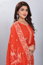 Load image into Gallery viewer, Orange Color Jacquard Fabric Glamorous Readymade Salwar Suit

