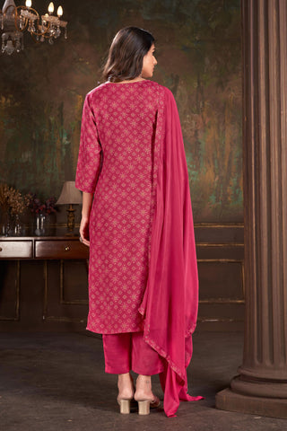 Digital Printed Pink Color Muslin Fabric Beauteous Readymade Salwar Suit