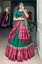 Load image into Gallery viewer, Engaging Green Color Art Silk Fabric Lehenga Choli With Foil Printed Work
