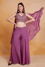 Load image into Gallery viewer, Lavender Color Chinon Fabric Ravishing Party Style Readymade Palazzo Suit
